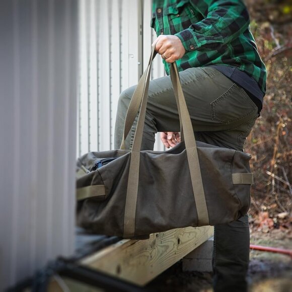 Waxed Canvas All Purpose Military Style Duffle Bag, Water-Resistant, Adjustable - Picture 12 of 12